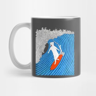 The Cat on a Big Wave Mug